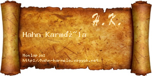 Hahn Karméla névjegykártya